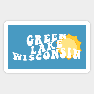 Sunshine in Green Lake Wisconsin Retro Wavy 1970s Summer Text Magnet